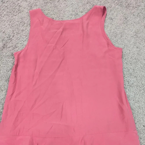 Garnet Hill Dress Size 6 Pink Sleeveless Ruffle Silk Dress - Picture 3 of 8